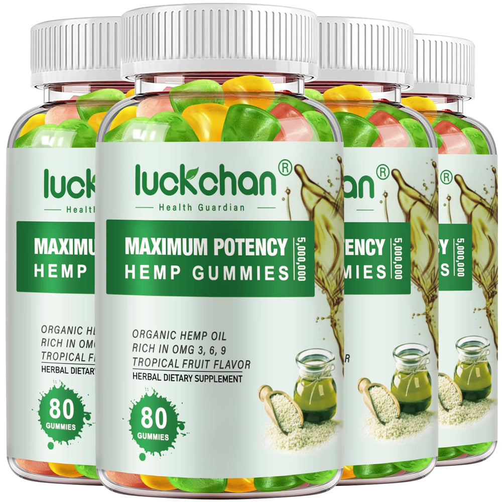 LUCKCHAN Hemp Gummies Advanced bottle-front highlighting high potency option for daily use.