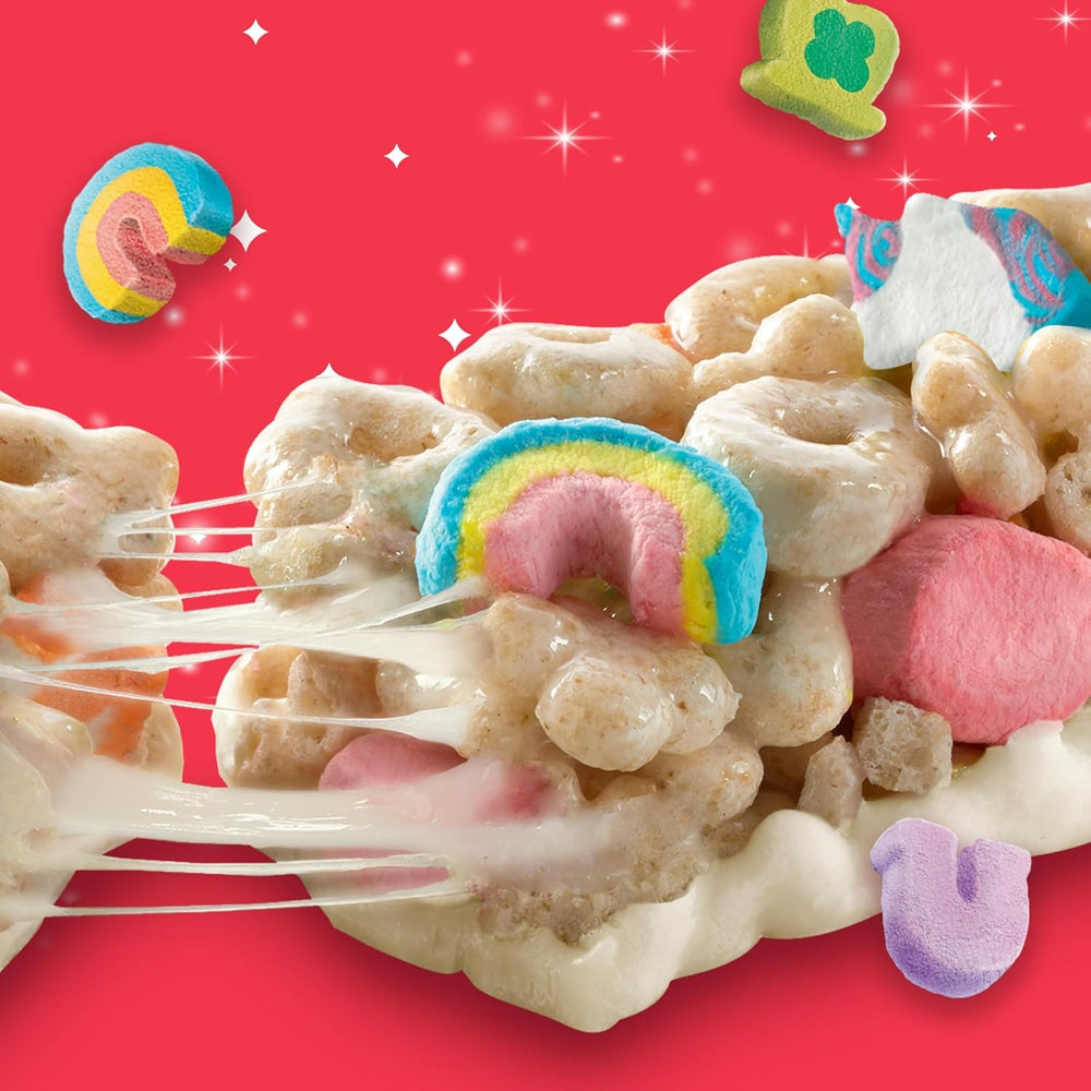 Lucky Charms Treat Bars with pink hearts offer a chewy, kid-friendly treat after activities.