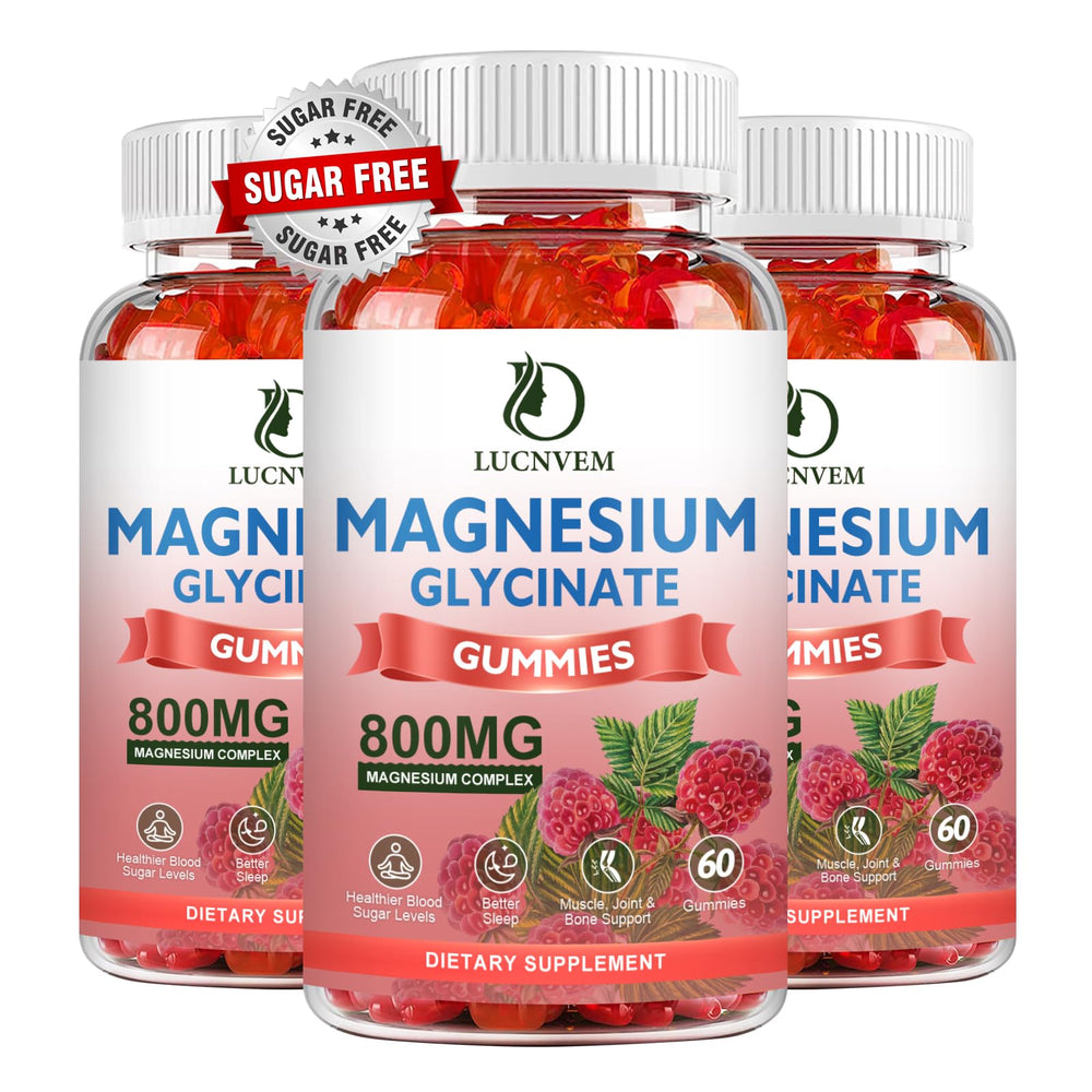 LUCNVEM raspberry gummies bottle for convenient daily magnesium support.