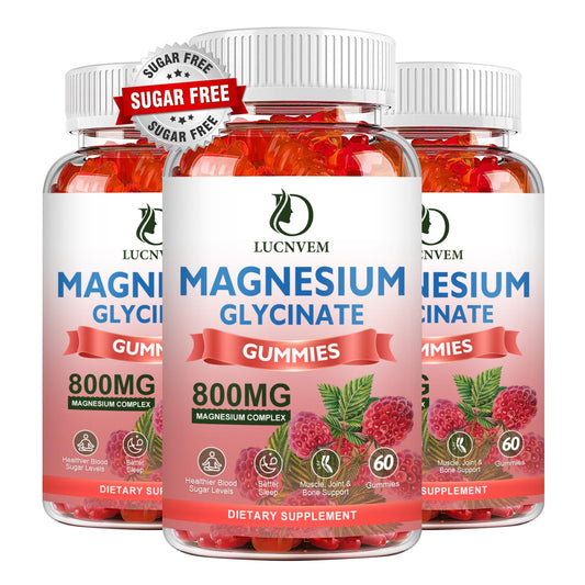LUCNVEM raspberry gummies bottle for convenient daily magnesium support.