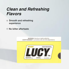 LUCY Nicotine Gum 4mg Mango gum piece close-up shows texture for comfortable chewing