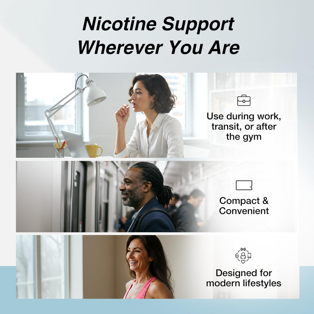 Lucy Nicotine Gum on-the-go case supports discreet moments.