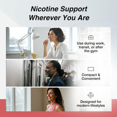 Lucy NRT gum display emphasizes 4 mg dosage option for quitting support
