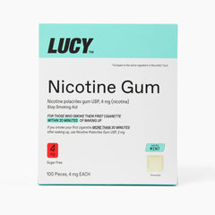 LUCY NRT Mint Gum 100-count box for convenient quitting support.
