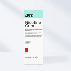 Compact pack of LUCY NRT Mint Gum for on-the-go use.
