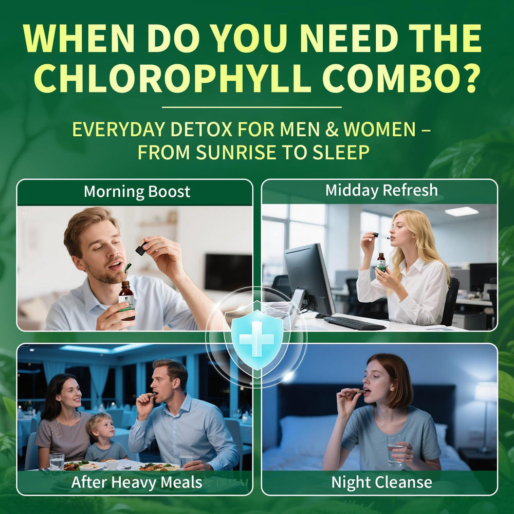 Lukaree Chlorophyll Capsules PM bottle highlighting evening digestive balance blend.