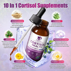 Lukaree Cortisol Drops blueberry dropper showing fast-acting liquid support.