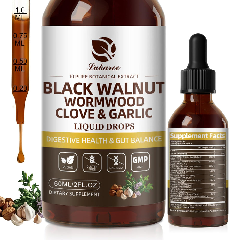 Lukaree Wormwood Bottle Front Label highlights clean formula and liposomal delivery.