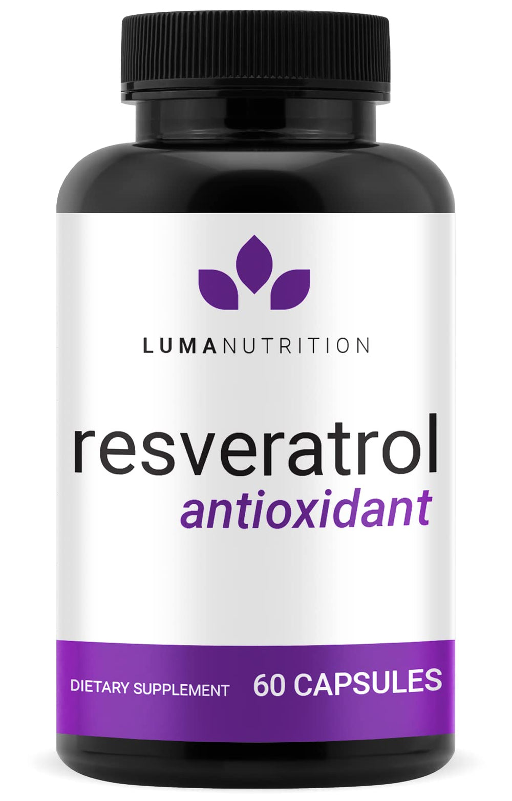 Luma Nutrition high purity resveratrol 600mg bottle showcasing potent antioxidant support.