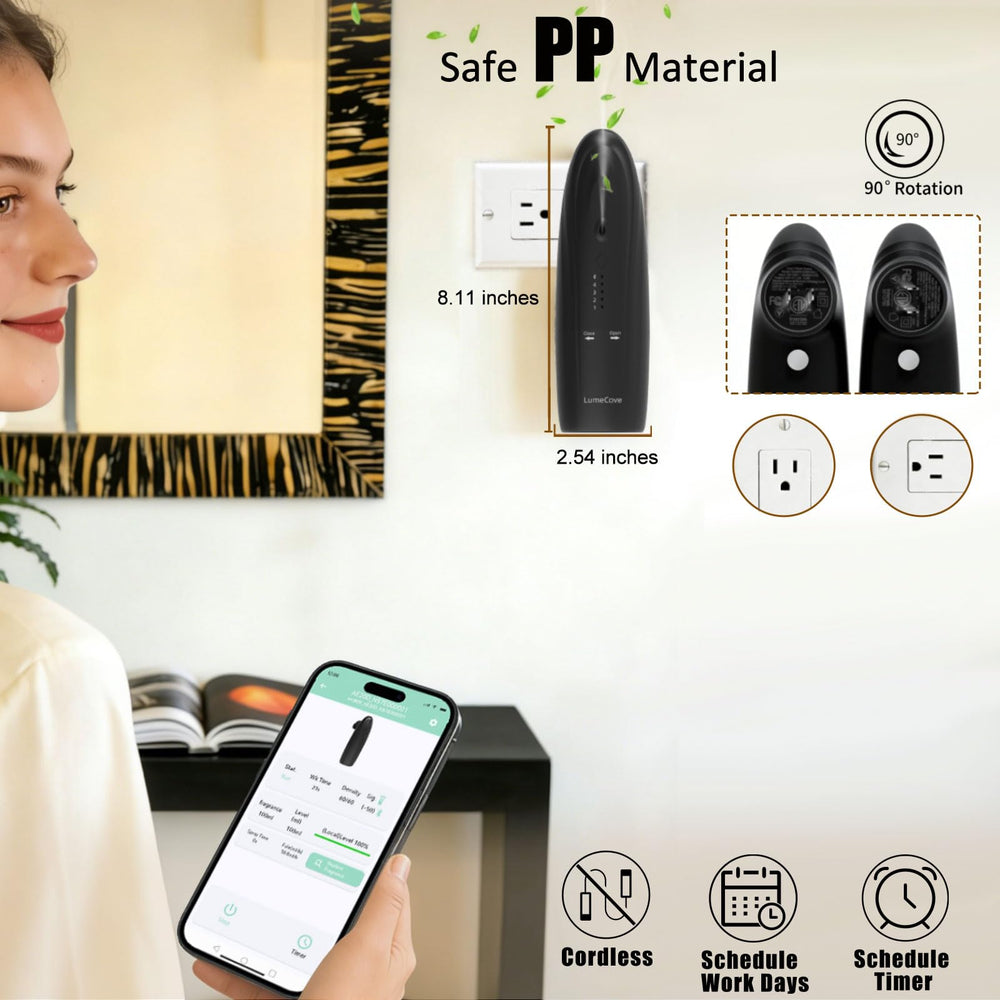 LumeCove diffuser with 7-day schedules enables effortless scent routines.