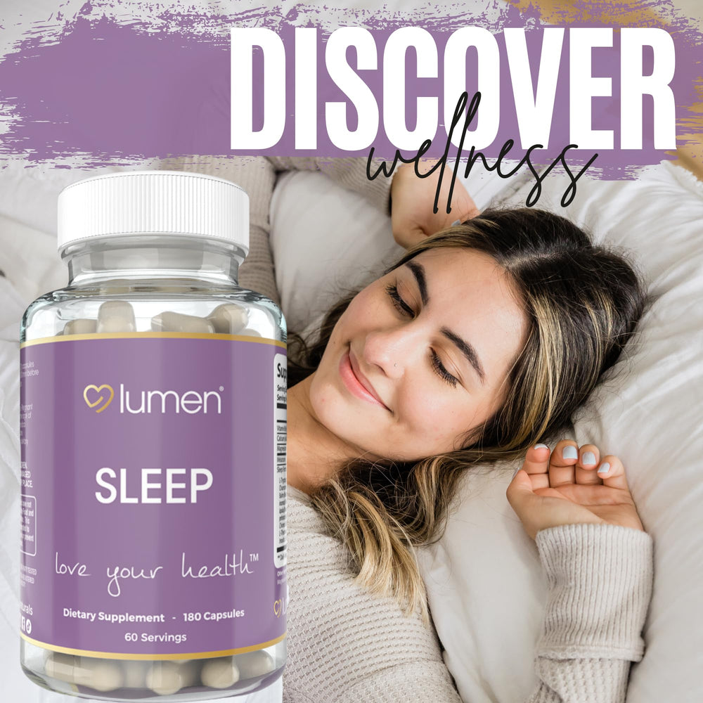Lumen Naturals Natural Sleep ingredients panel, featuring passionflower and vitamin B6.