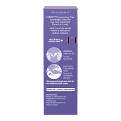 Lumify dropper close-up shows precise application for fast redness relief.