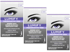 Lumify preservative-free eye drops bottle close-up for fast redness relief