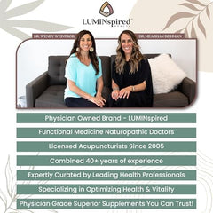 LUMINSPIRED HEALTH GMP-certified manufacturing seal on packaging.