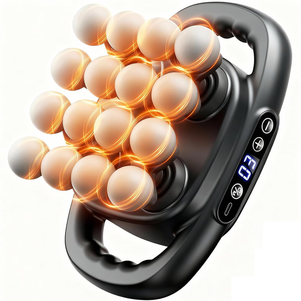 Lumiterra 16-head massage gun back focus for targeted muscle relief.