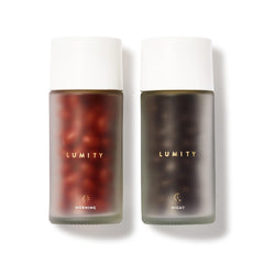 Lumity Morning & Night bottle promotes daily energy and skin health.