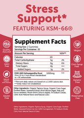 Lunakai Ashwagandha Gummies ingredients label emphasizes vegan, gluten-free formula.