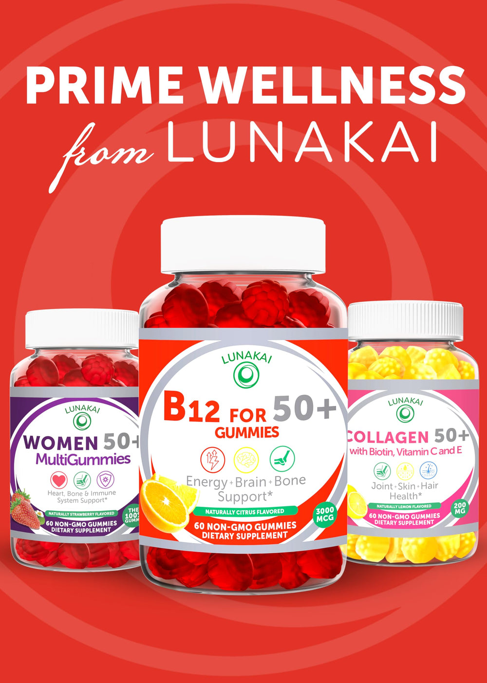 Lunakai B12 gummies easy-to-chew, non-sticky texture.