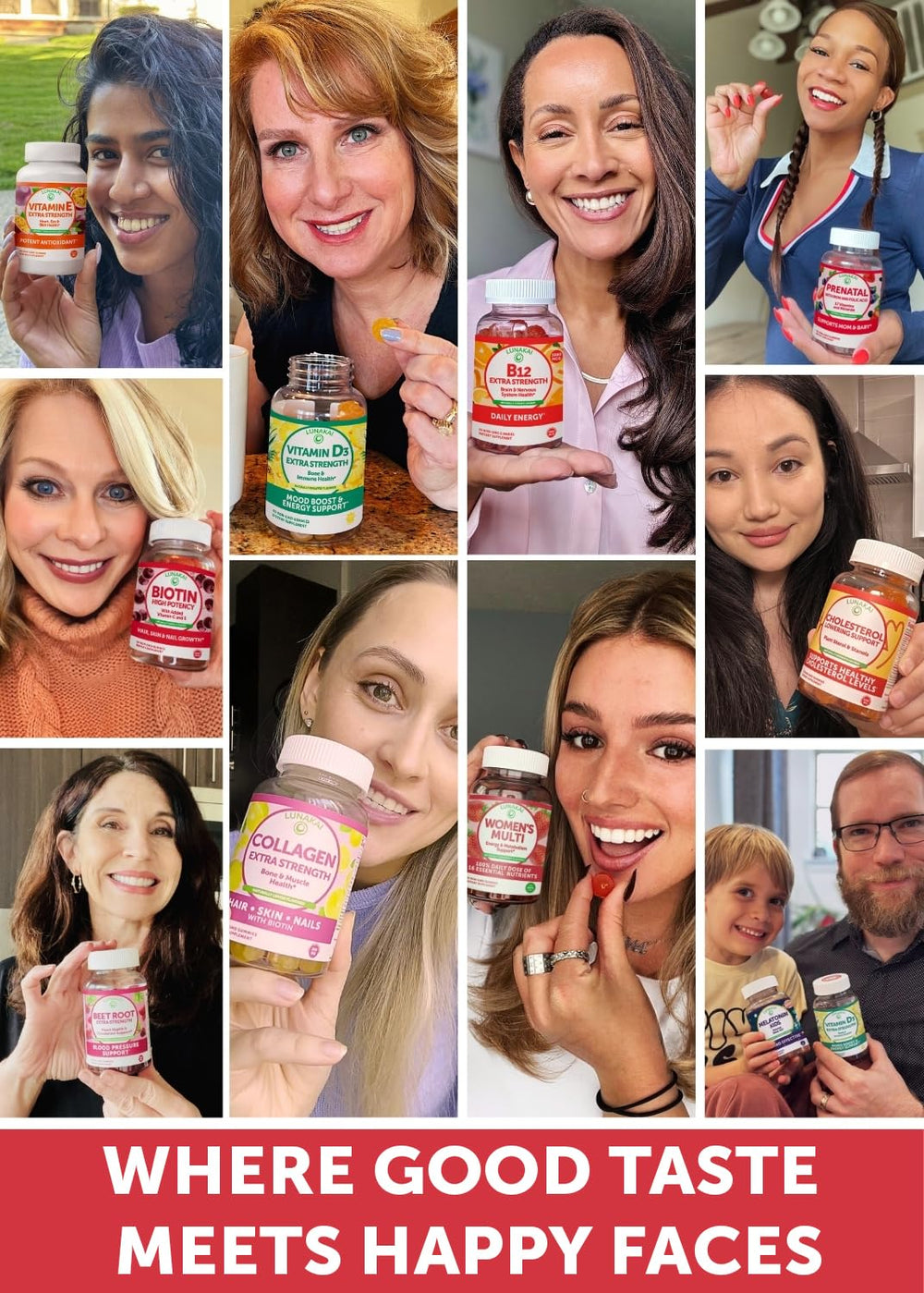 Lunakai biotin gummies hair focus highlights healthy-looking hair.