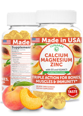 Lunakai bottle front with peach gummies, daily wellness in a tasty form