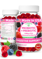 Lunakai berry gummies bottle front showcases convenient daily gut support.