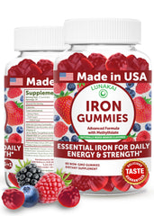 Lunakai iron gummies berry flavor bottle for daily iron support.