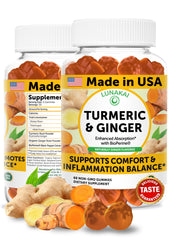 Lunakai turmeric gummies with ginger and BioPerine bottle supports absorption for daily use.