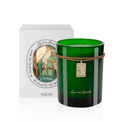LunaLoved Juniper-Bergamot scented candle in elegant glass for relaxing ambiance