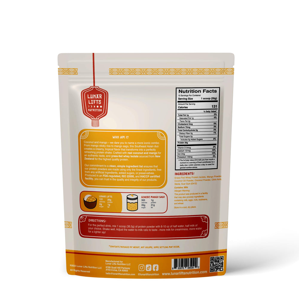 Lunar Lifts Coconut Mango Cream shake glass ready for a refreshing post-workout drink.