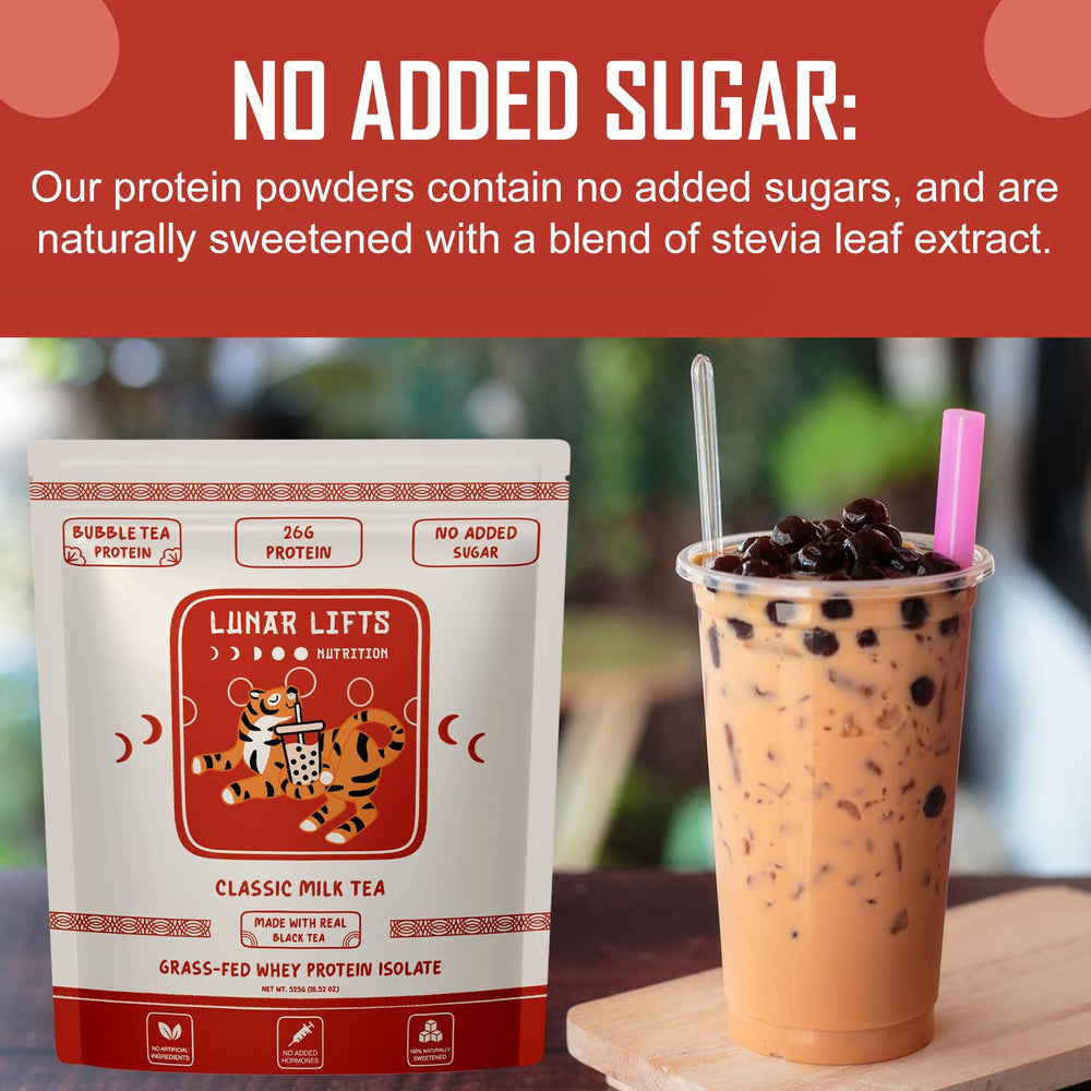 Lunar Lifts Post-workout shake in glass showcases lean calorie option.