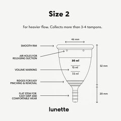 Lunette period cup blue in-use during activity demonstrates leak-free protection.