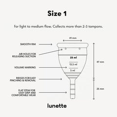 Lunette period cup color azure, perfect for daily all-day protection.