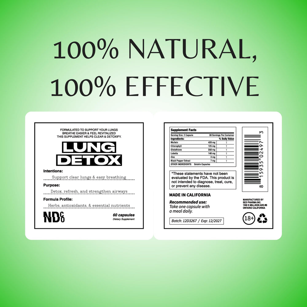 Glutathione and zinc blend in Lung Detox NDCO supporting cellular health.
