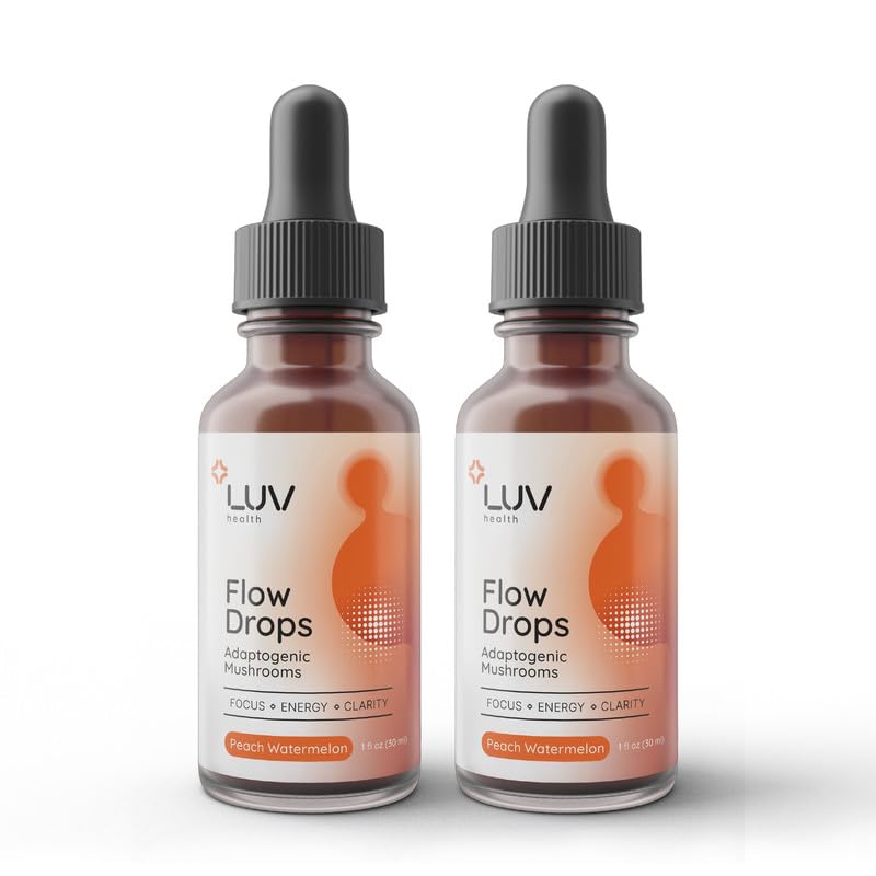 LUV health Flow Drops bottle for daily energy and focus.