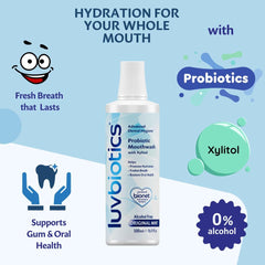 LuvBiotics Mouthwash ingredients Xylitol Aloe show a gentle, cavity-conscious routine.