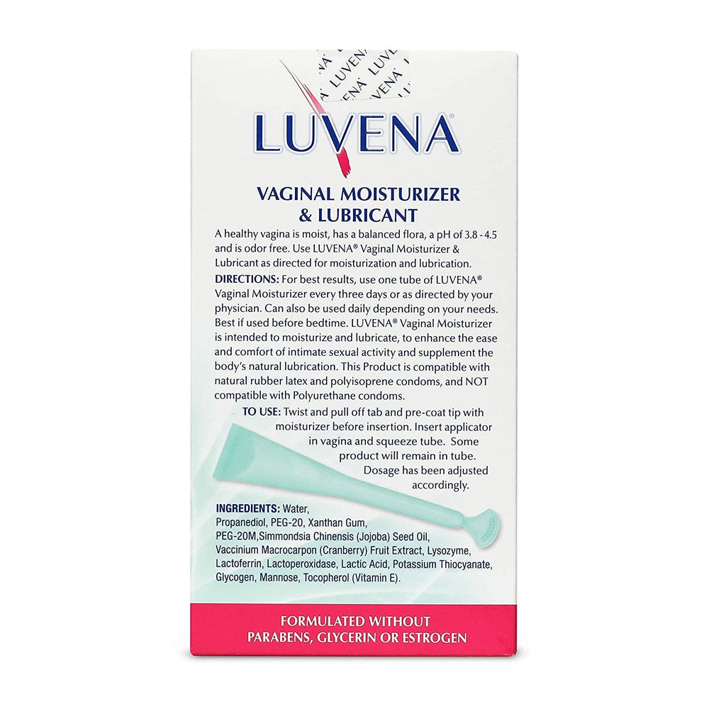 LUVENA Vaginal Moisturizer texture swirl showing smooth, non-greasy formula.