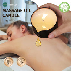 LUXMASA massage candle scent amber-leather adds warm sophistication to spaces.