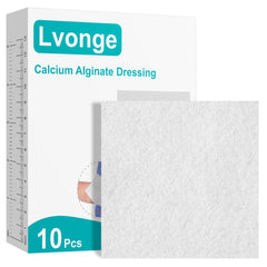 LVonge calcium alginate dressing 4x4 patch showing full coverage and high absorption