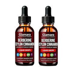 Lwefao Glamara bottle close-up, berberine-cinnamon blend for daily wellness