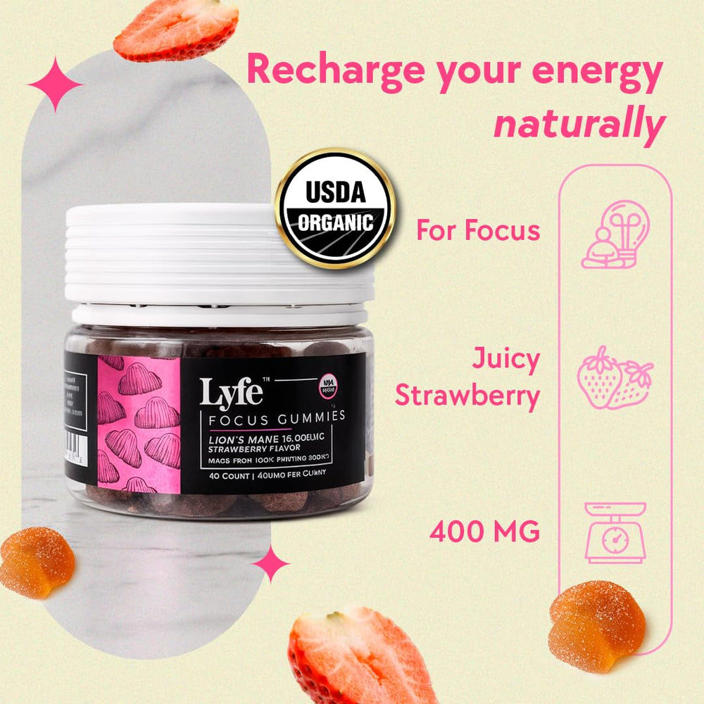 Gummies on a desk illustrate focus-friendly consumption during work.