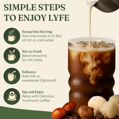 USA-grown organic ingredients label on LYFE coffee jar.