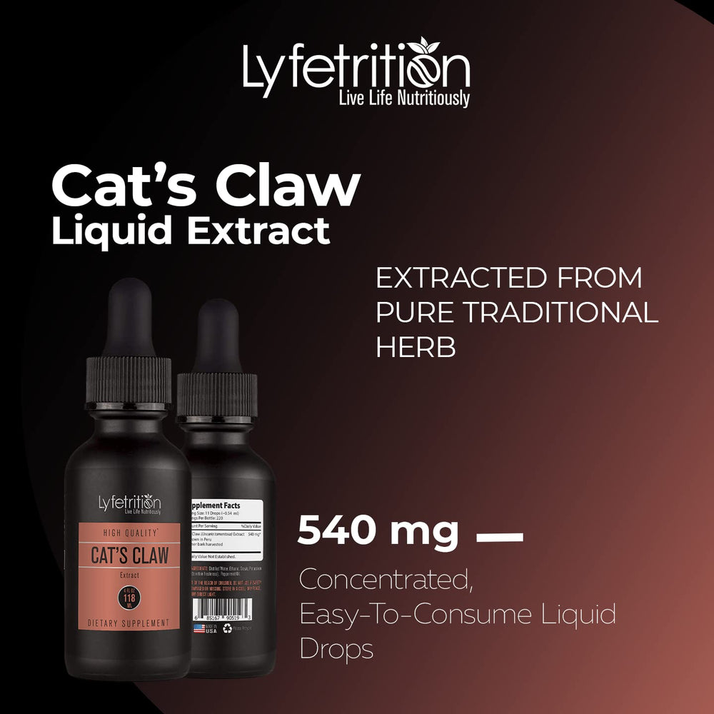 Lyfetrition Cat's Claw bottle cap close-up for precise portion control.
