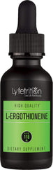 Lyfetrition ergothioneine liquid bottle for convenient daily supplementation.