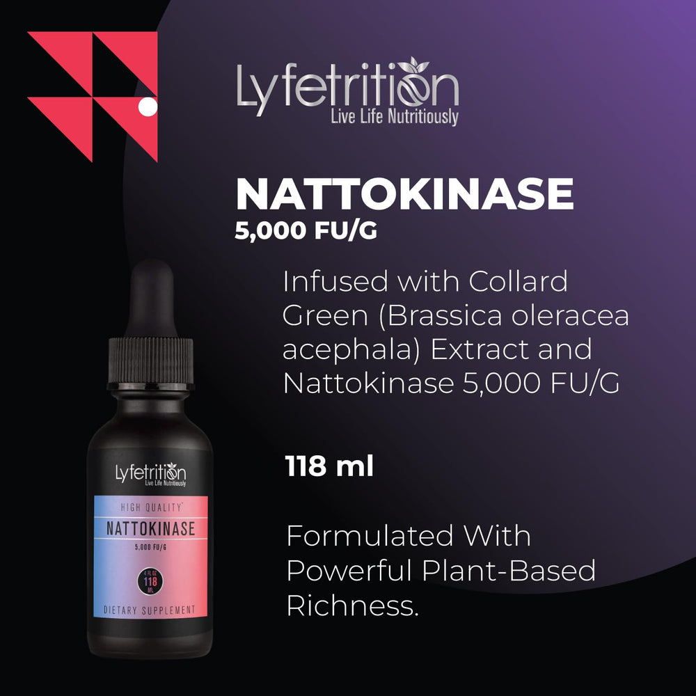 Lyfetrition Nattokinase liquid with dropper ready for quick use.