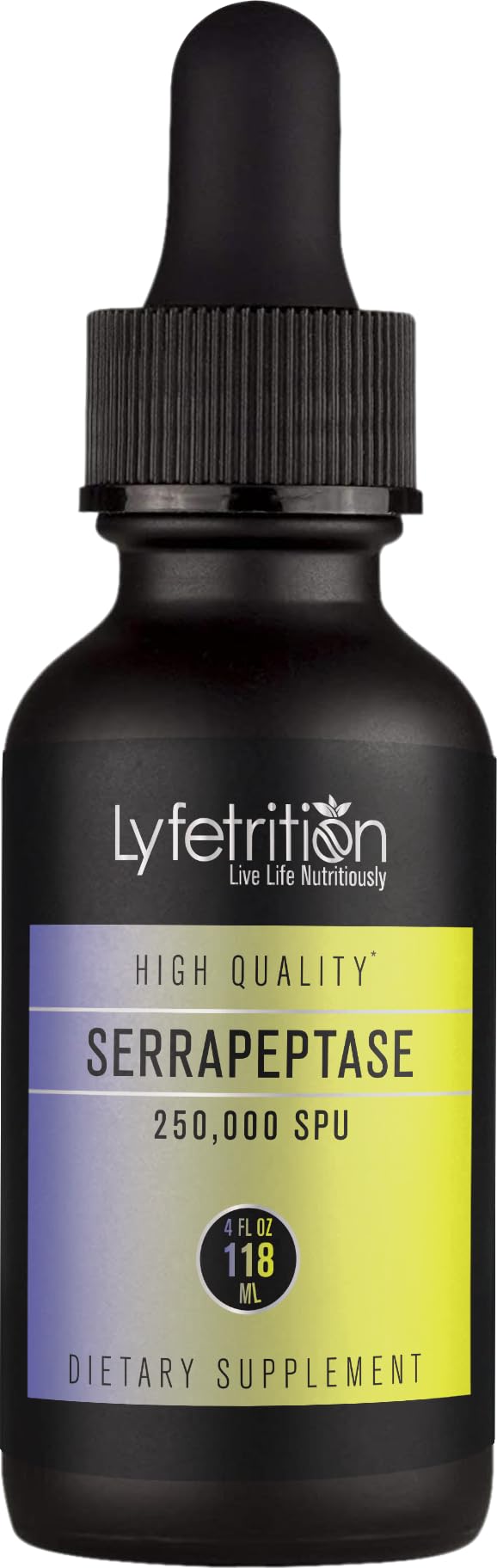 Lyfetrition Serrapeptase bottle in amber glass for daily supplementation