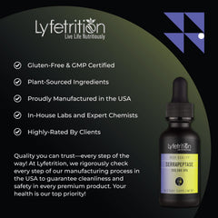 Lyfetrition Serrapeptase ingredients panel shows plant-based formula