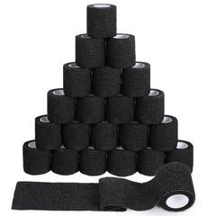 Lyksgir black self-adherent bandage wrap secures joints during activity.
