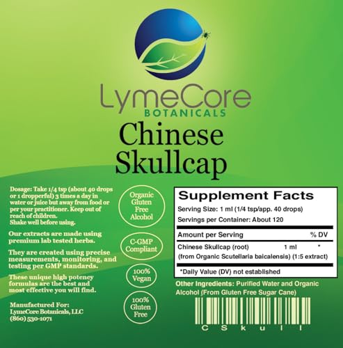 LymeCore Chinese Skullcap liquid dropper enables easy, precise dosing.