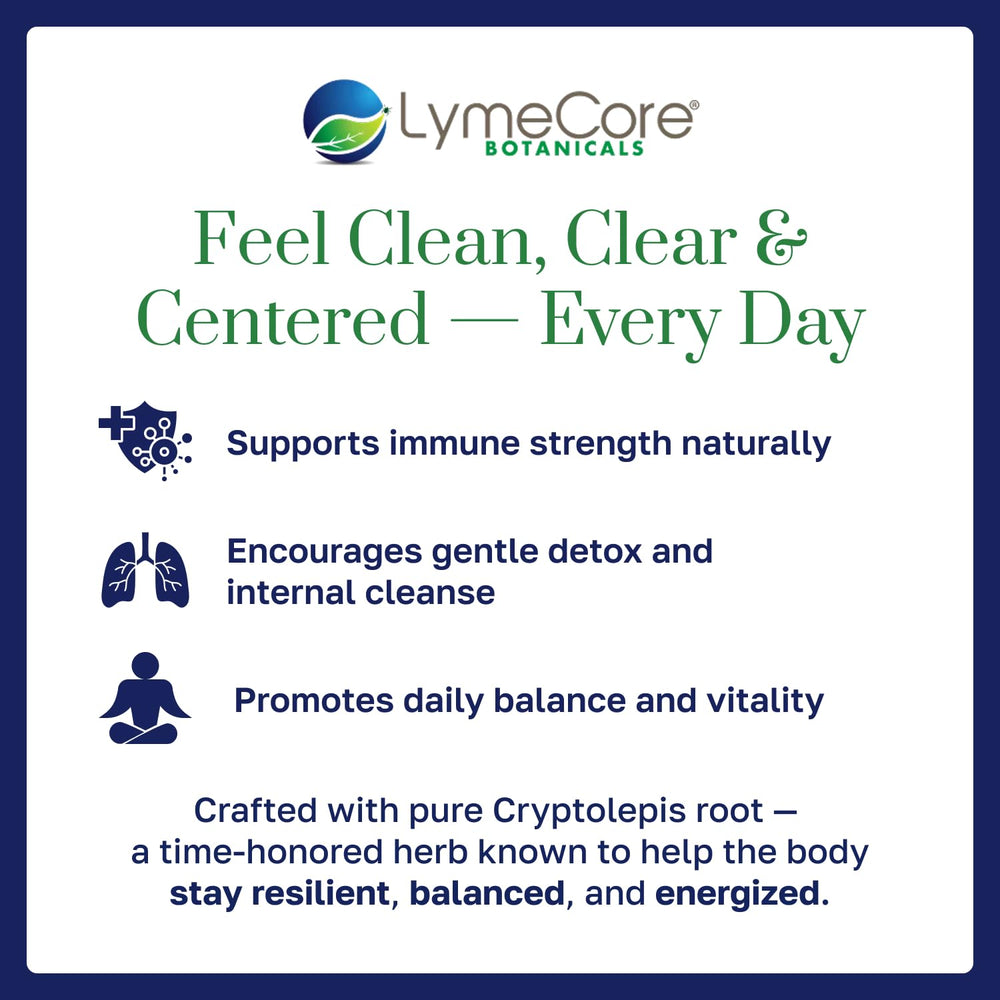 LymeCore Cryptolepis label close-up with non-GMO information.