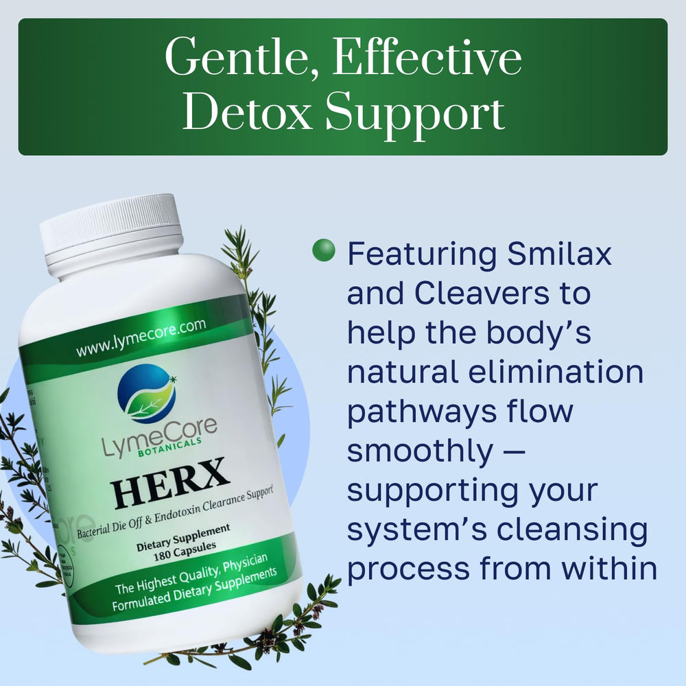 LymeCore HERX Detox cleavers-plant visual emphasizing lymphatic support